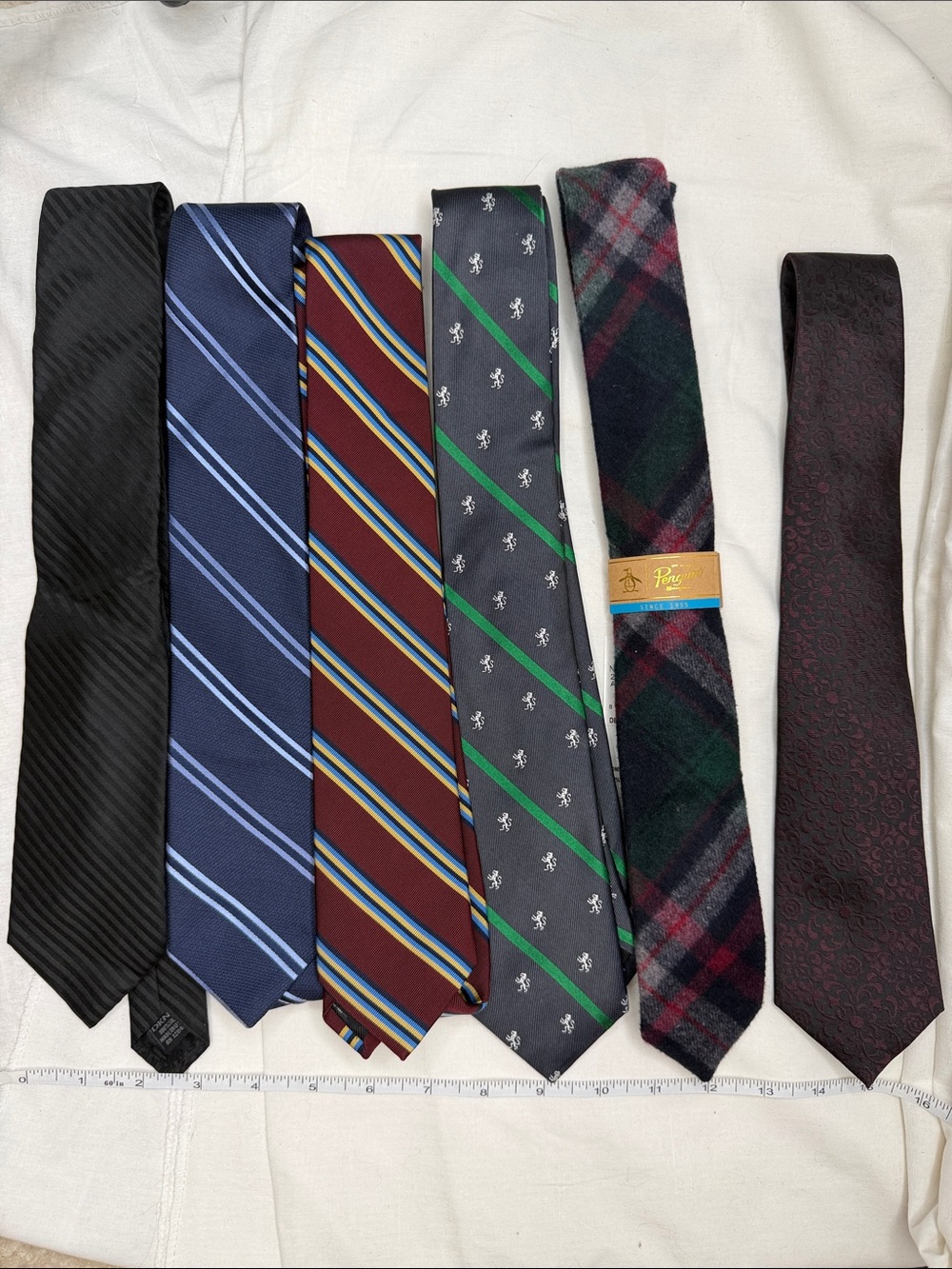 LOT OF 6 Skinny Ties - Ben Sherman Penguin DKNY Alfani